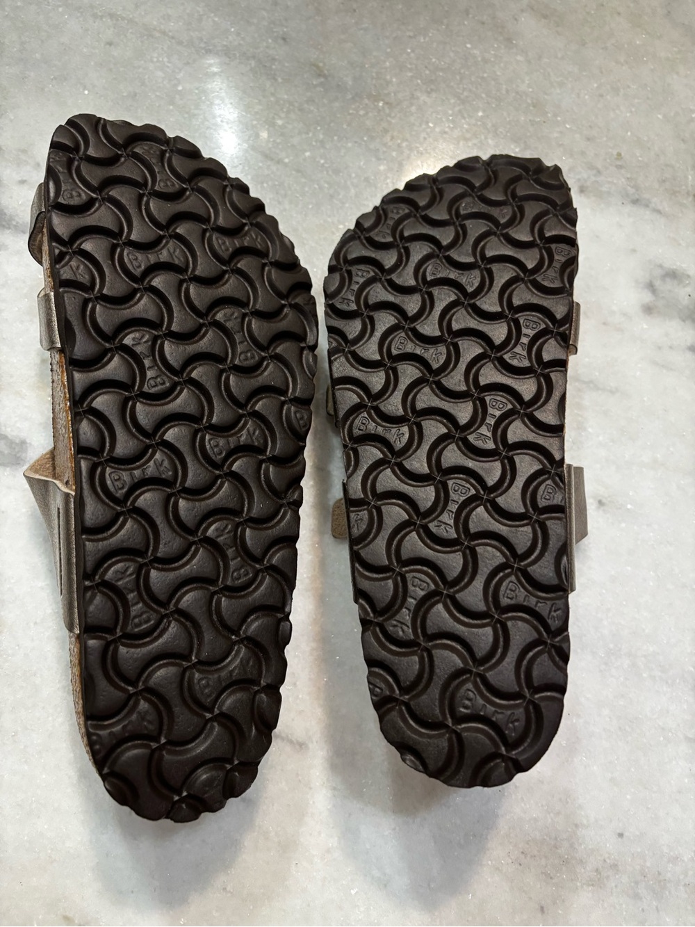 Birkenstock Metallic Bronze Crisscross Leather Sandals worn once. - Picture 2 of 4
